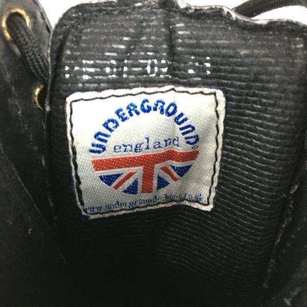 UK England UNDERGROUND UG Stahlkappe 10-Loch Rockstiefel 24.5-25 Schwarz(GEBRAUCHT)