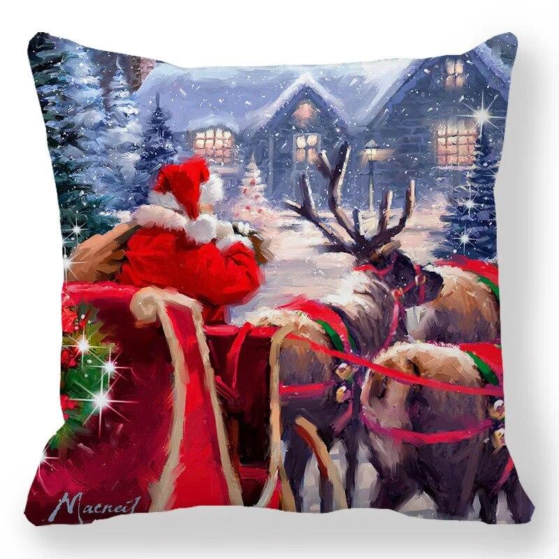 Santa Claus Home Decor Gedruckt Kissen Fall 2024 Neue Jahr Weihnachten Schlafzimmer Wohnzimmer Sofa Dekoration Kissenbezug Kissen Abdeckung
