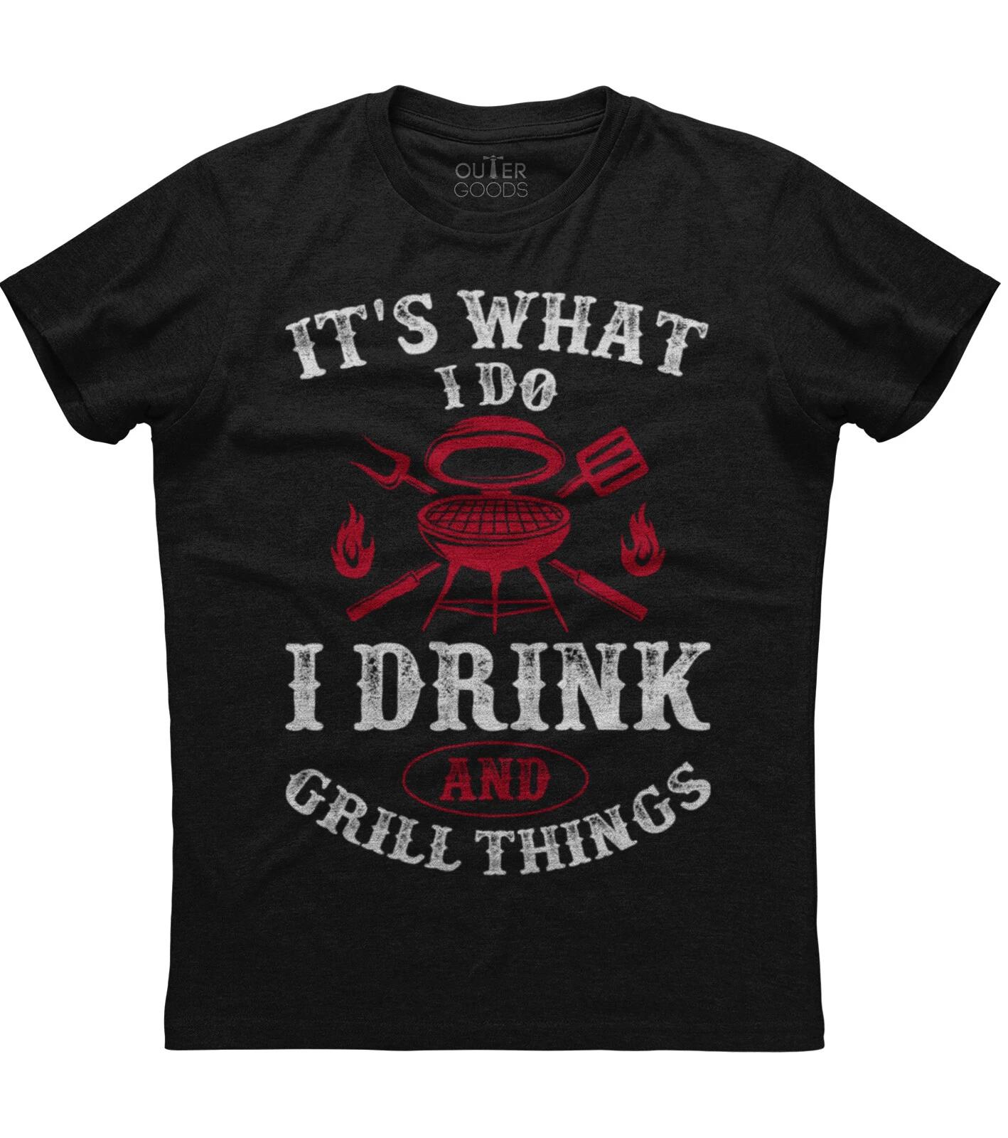 It s What I Do Drink Funny BBQ Pitmaster Mens Short Sleeve Cotton Black T-shirt S