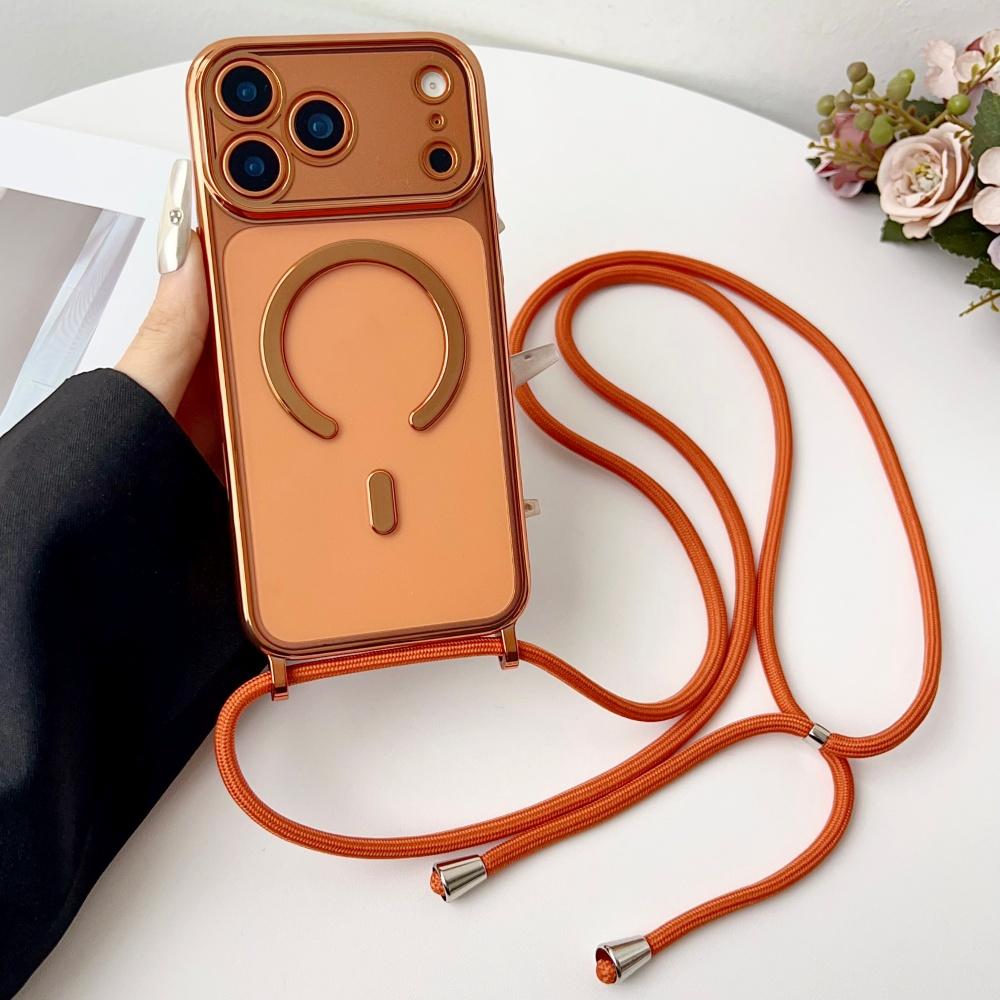 

For Magsafe Magnetic Plating Clear Crossbody Case for iPhone 17 Pro Max Cases 16 15 14 Plus 13 12 11 Pro Soft TPU Lanyard Case TPU&Case & Strap&iPhone 11