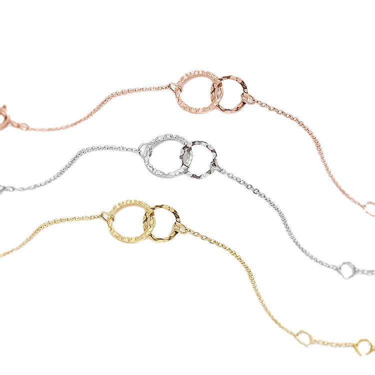 Chihang Geometric Double Circle Hammered Texture Bracelet – Women's Simple, Fashionable, Versatile Gift.