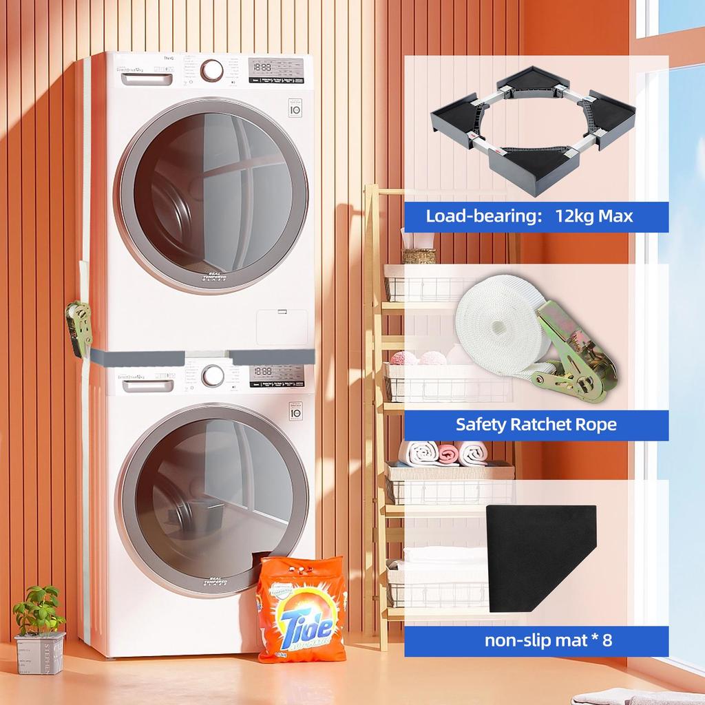 Movable Stackable Washer & Dryer Anti-Slip Rack, Dishwasher Connecting Shelf