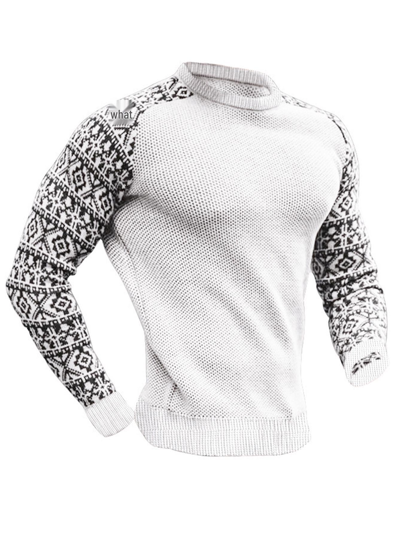 

Men s Autumn Heavy Waffle Knit Long-Sleeve Casual Pullover XXL білий