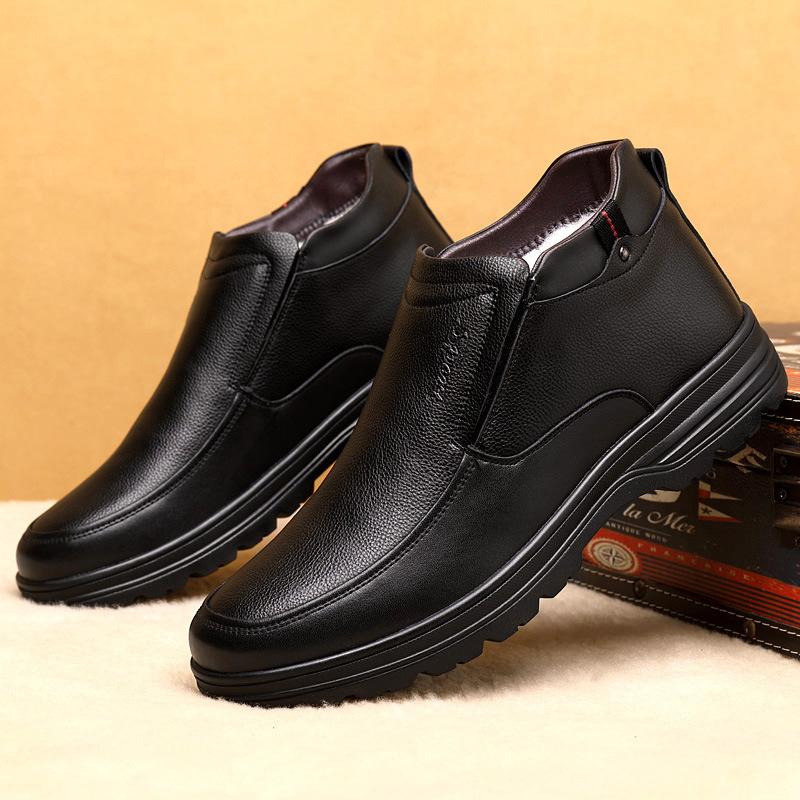 

Мужская обувь зимняя новая бархатная теплая кожаная обувь универсальная кожаная обувь с высоким верхом повседневная кожаная обувь 44