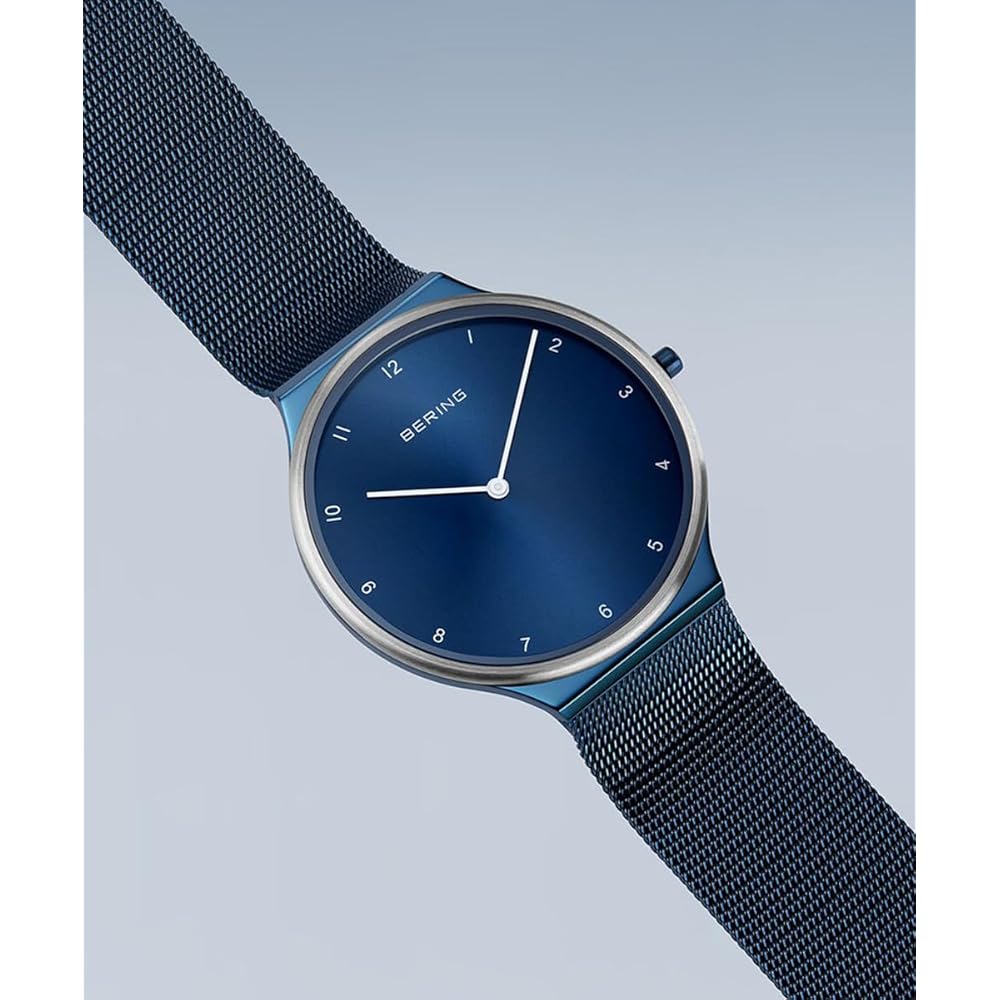 [Officially Imported] BERING Men's & Women's (Unisex) Analog Quartz Watch, Ultra Slim Collection Watch, 18440-397 (Blue), Stainless Steel Strap, Long-