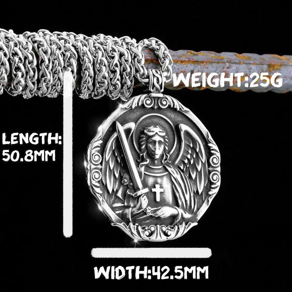 Edelstahl Jesus Kreuz Anhänger Wikinger Halskette Herren Schild Drachentöter Amulett Anhänger Nikolaus Jugend Schmuck