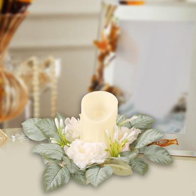 Pillar Candle Ring Wreath Beautiful Greenery Garland for Home Party Tabletop