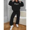 Damen Sweatshirt und Strickhose Polyester 2-teiliger Trainingsanzug Schnelltrocknend Lässiges Lounge-Outfit