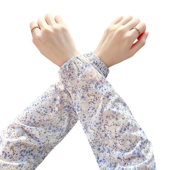 Ice Silk Arm Sleeves for UV Sun Protection Cooling Sleeves with Floral Print Loose фиолетовый