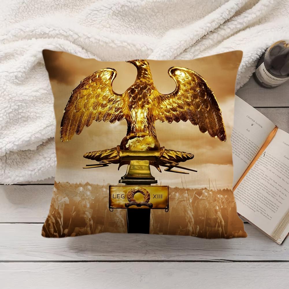 Goldener Reichsadler Rom SPQR Kissenbezug Seidiger Kurzer Plüsch Versteckter Reißverschluss Staubdichter Sofakissenbezug für Heimdekoration