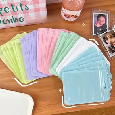 10 Teile/paket Fotokarten-Aufbewahrungstasche Makronenfarbe Transparente Druckverschlusstasche Geschenkverpackung Versiegelte Tasche Aufkleber Kartenhülle
