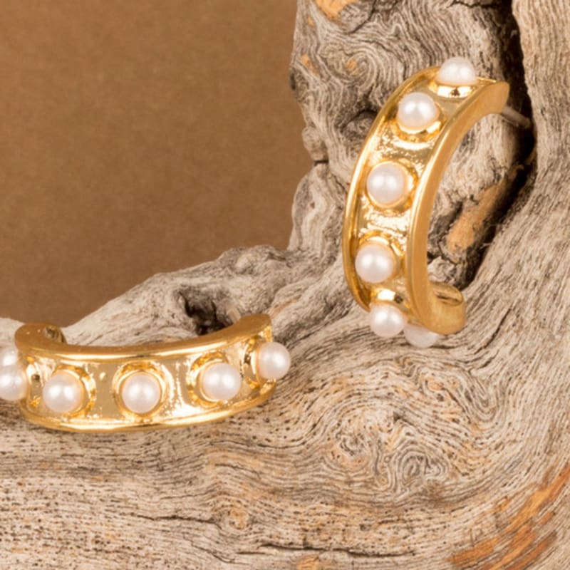 AUGUST ALICE 14K Half-Ring Pearl Earrings