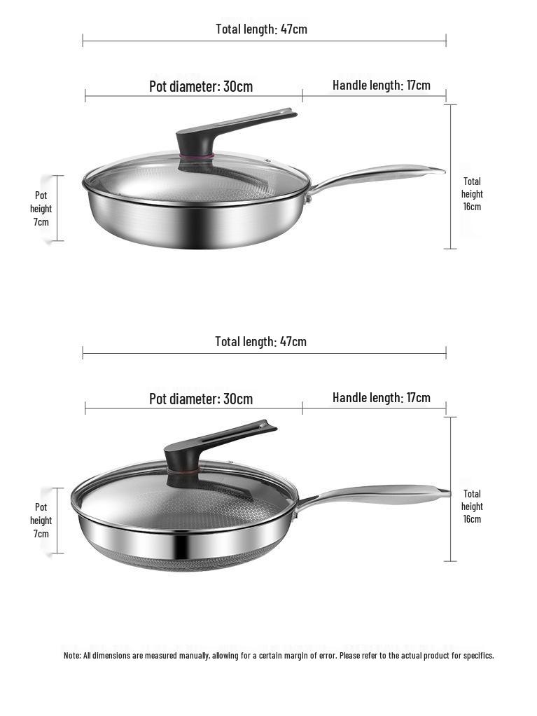 Non-Stick Stainless Steel Honeycomb Textured Frying and Stir-Frying Pan