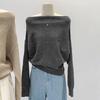 Women's French One-Shoulder Knit Top - Autumn/Winter 2024 Slim Off-Shoulder Sweater