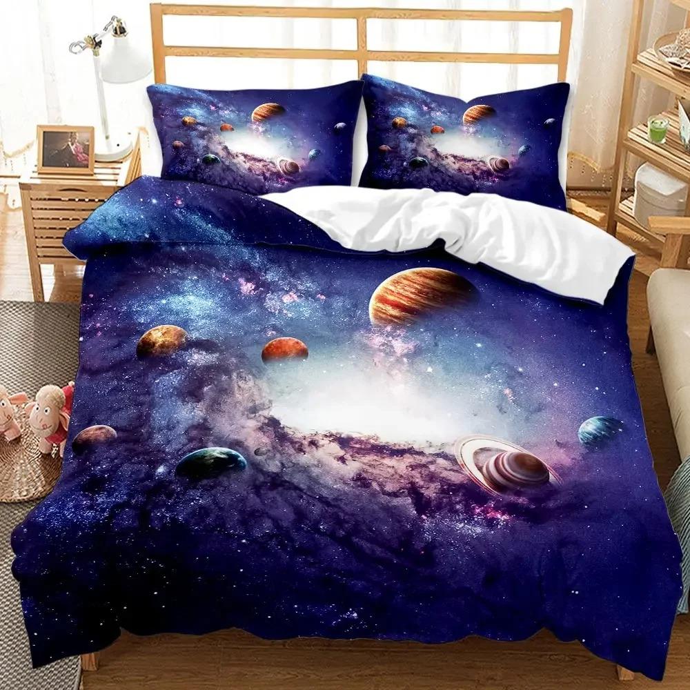 Galaxy Universe Outer Space Bedding Set Duvet Cover Bedroom Comforter Single Twin King Size Quilt Cover Home Textile
