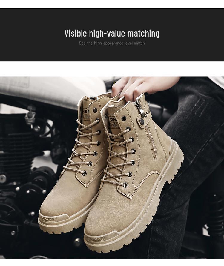 2023 Autumn Men's British Style High-Top Martin Boots: Trendy Casual Workwear Safety Shoes