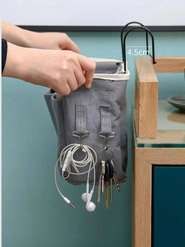 Hanging Storage Organizer Bag - Multi-Pocket Bedside Hanging Basket For Phone,Books, Snacks - Fabric Dorm Room Clutter Organizer