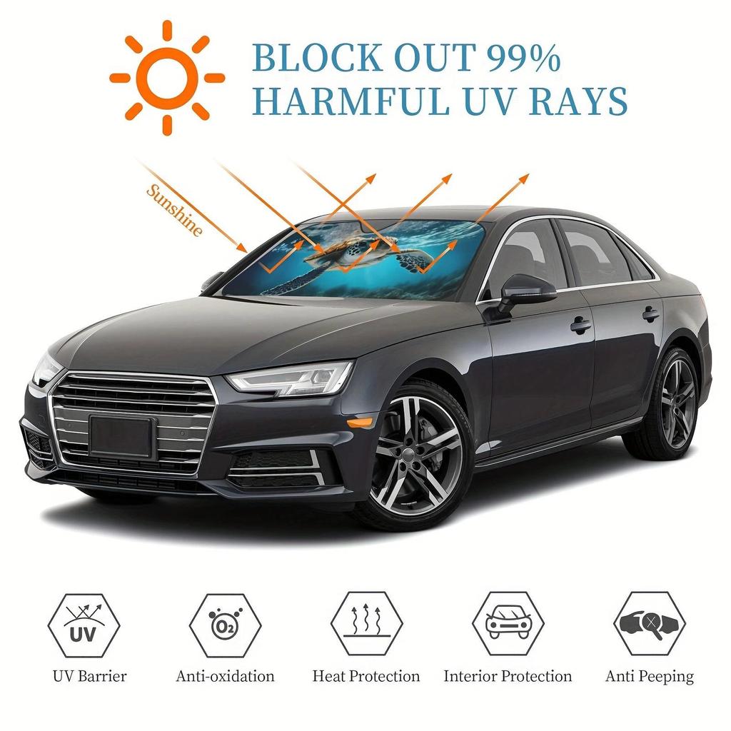 Universal Front Windshield Aluminum Foil Sunshade - Easy Installation & Storage