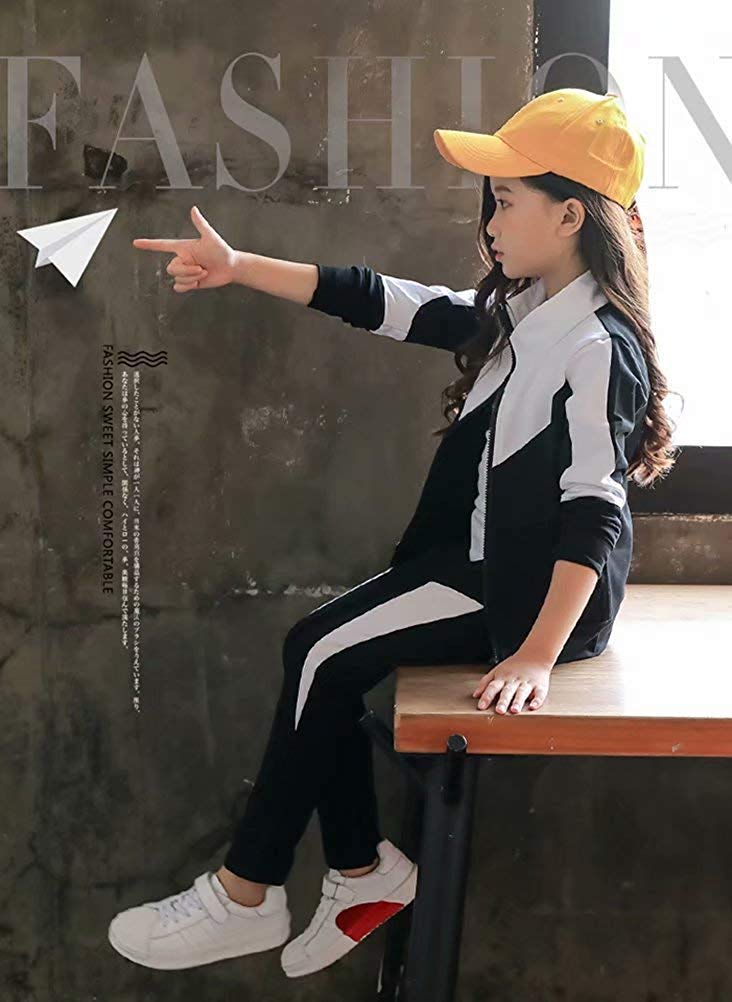 Set Top and Bottom Athletic Physical Long Dance A1540 [ANGELCITY] Children's Clothing, Girls' Tracksuit, Cotton, Kids' Up, Set, 2-piece Set, Simple,