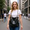 Women's Fashion Bucket Bag with Chain Strap Black Leather Shoulder Bag for New In PU Letter Decoration Small Underarm Shoulder