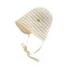 Ribbon Women Striped Fisherman Hat Wide Brim Foldable Summer Sun Hat Sun Protection Solid Color Sunshade Hat