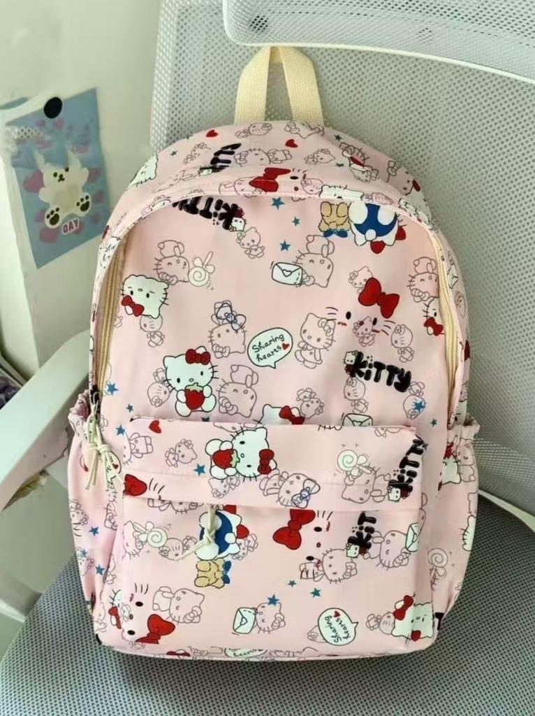 Schoolbag graffiti style full print Hello Kitty versatile schoolbag KT cat print cute backpack large capacity student lightweight backpack