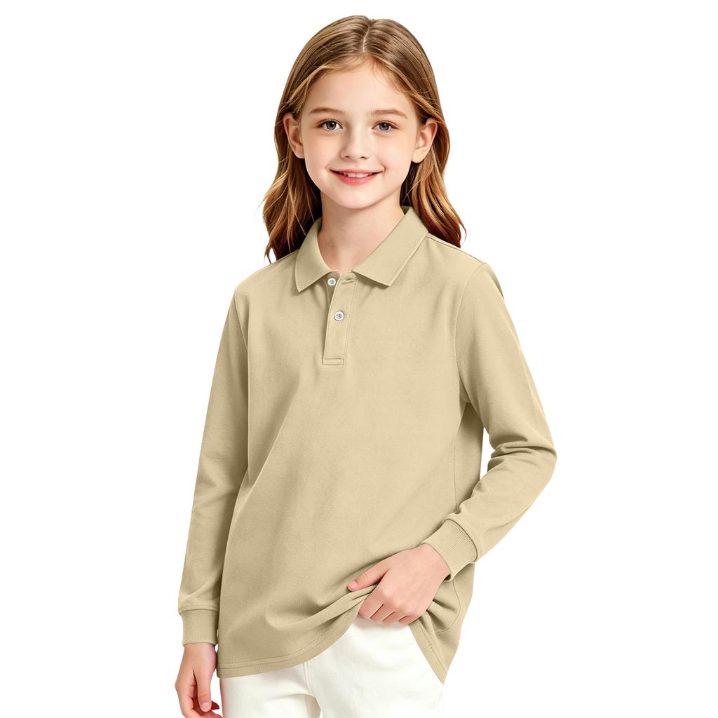 Girls' School Uniform Long Sleeve Casual Dress Top for Everyday Wear