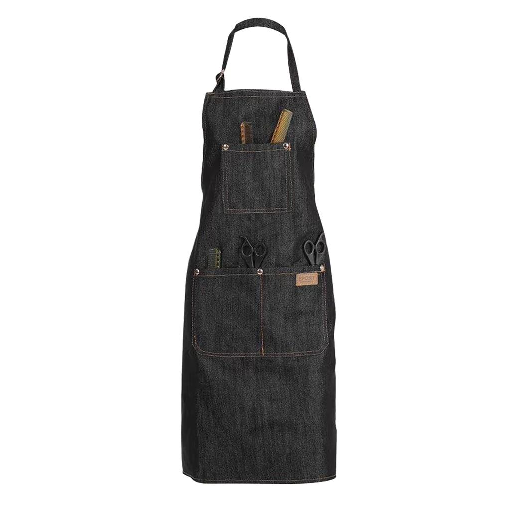 Grembiule di Jeans Abbigliamento da Lavoro per Salone Panno da Barbiere Cucina Cottura Grigliata Ristorante Bar Negozio Caffetterie Pasticceria Bellezza Unghie Uniforme