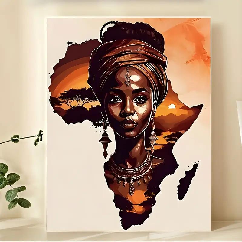 Modern African Tribal Women Canvas Art Print - Frameless, Waterproof Abstract Wall Decor for Living Room, Bedroom, Office, Dinin