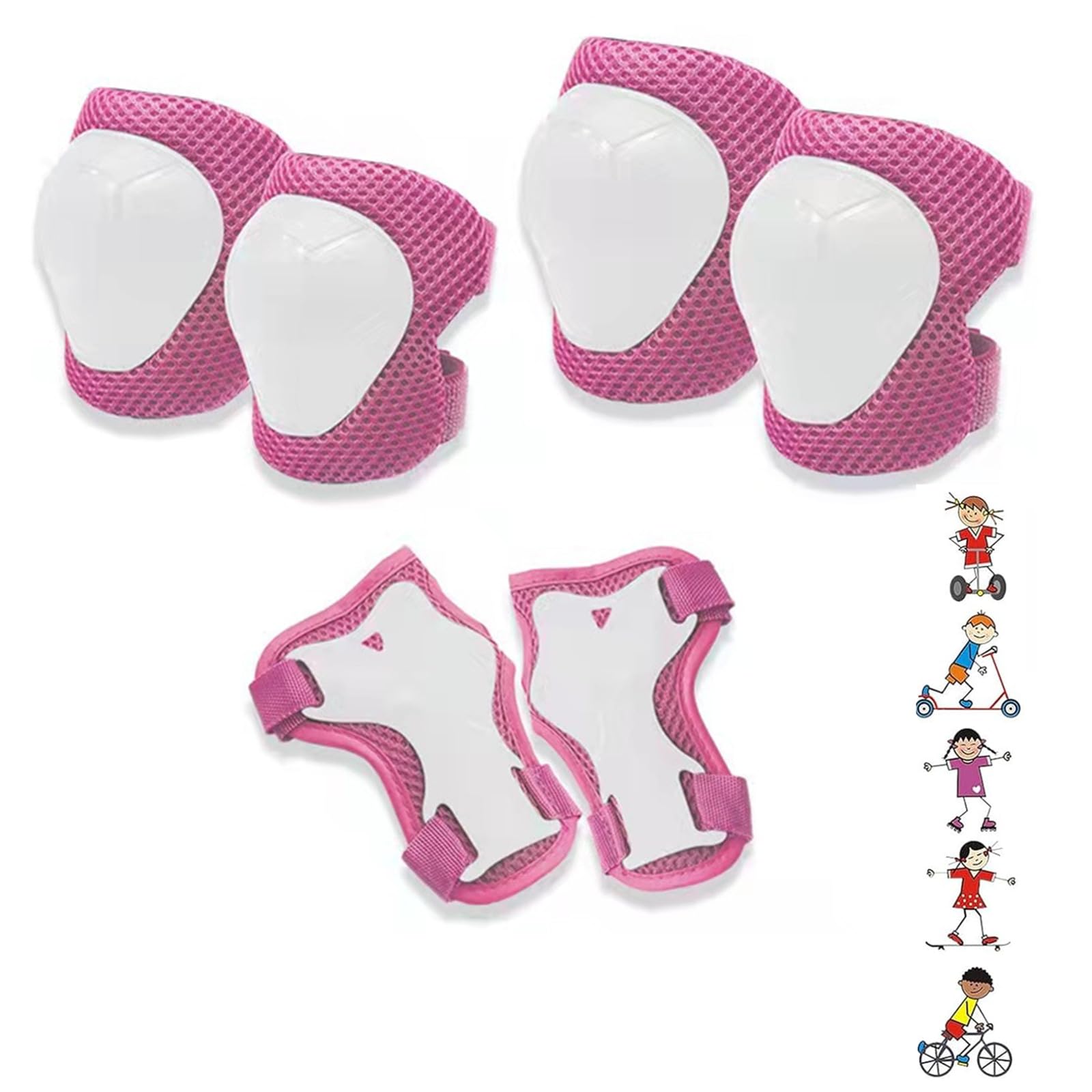 

Защита для велосипеда Samcos для запястья, локтя, колена, защитное снаряжение для и регулируемая детская защита для и розовая белая для хранения, подходит для детей,