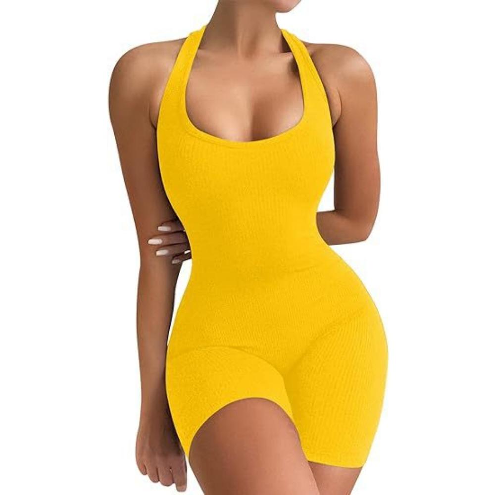 Dam Natrelax Sexig Body Tanga Ärmlös Halter Racerrygg Höghalsad Tanktoppar Bodysuits för Utgång
