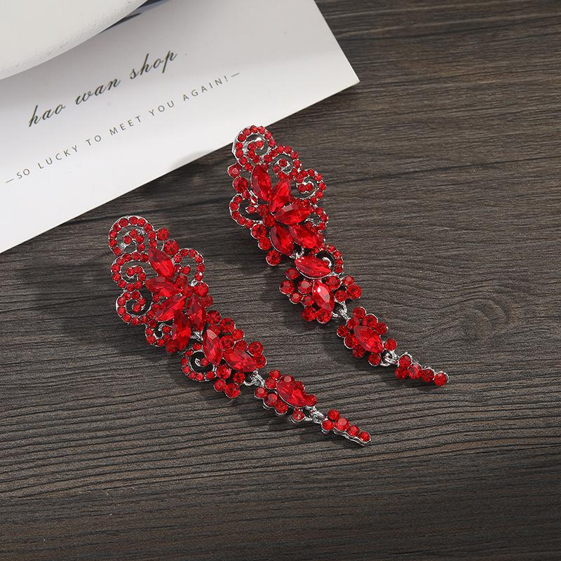 Niche Design Super Flash Crystal Full Diamond Fringed Earrings Long Temperament Earrings Thin Dinner Earrings