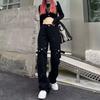 Vintage Streetwear Y2k Baggy Jeans Women's Denim Cargo Pants Women High Waist Wide Leg Jeans Autumn