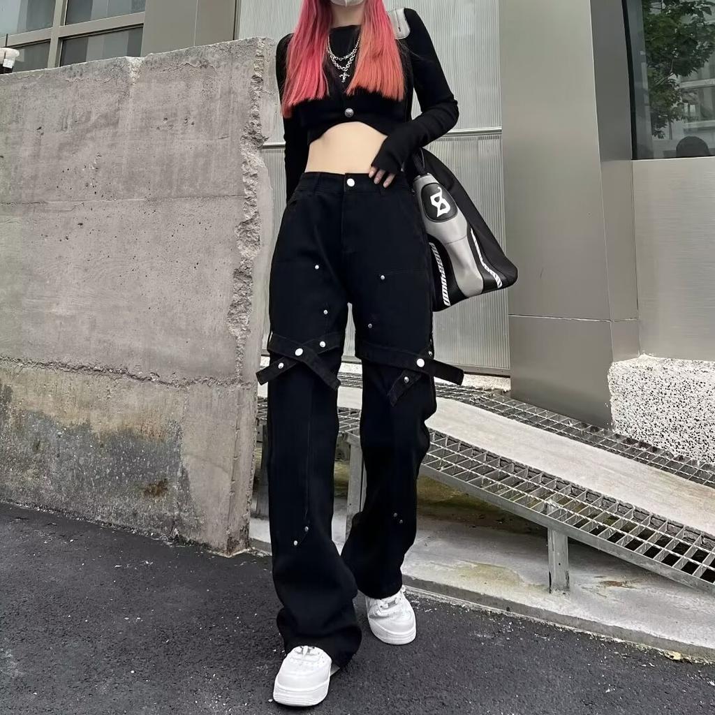 Vintage Streetwear Y2k Baggy Jeans Women's Denim Cargo Pants Women High Waist Wide Leg Jeans Autumn