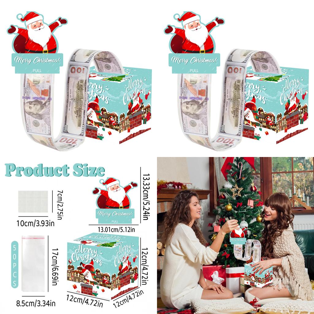 Christmas Santa Blue Holiday Scene Prop With Surprise Money Container For Party Decorations