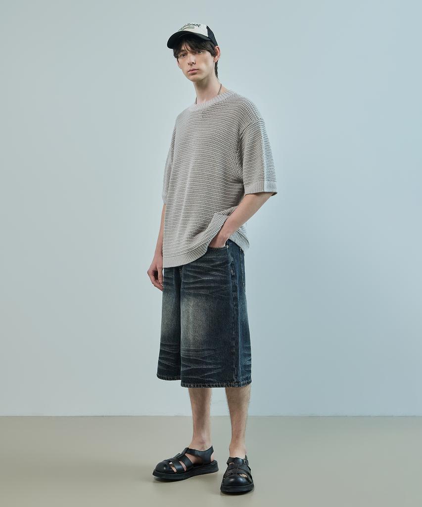 LOGSTORE Crew Neck Mesh Round Knit