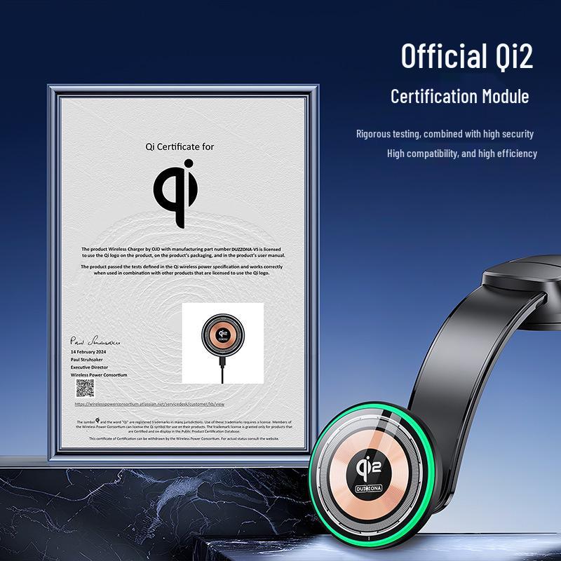 Qi2 Certified Transparent Magnetic Wireless Car Charger, 15W, Compatible with Apple Devices