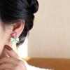 Niche Fresh Gradient Bow & Heart Stud Earrings - Sweet Energetic Pink Mosquito Coil Ear Clips