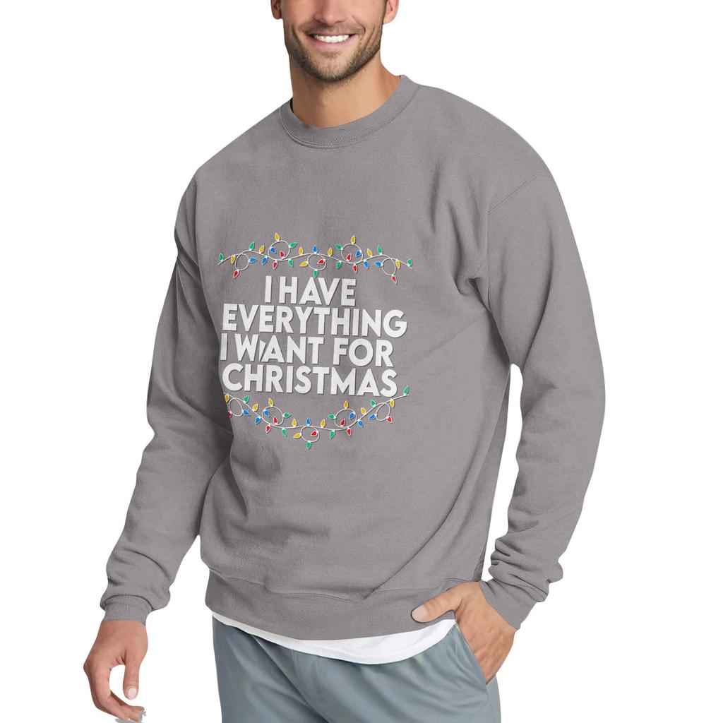 Christmas Print Loose Fit Round Neck Sweatshirt For Men