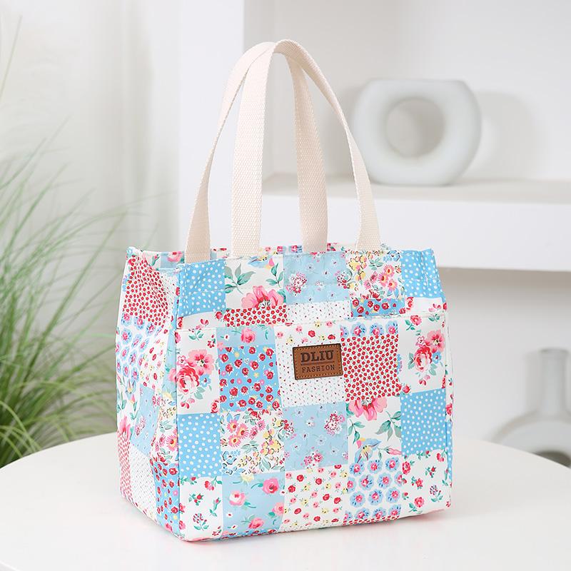 

NylonClothPrintedHandbag, WorkWithLunchBox,Bag, Hand-carriedBentoBag,LargeCapacity, Built-inInsulationPocket, ZipperClosure