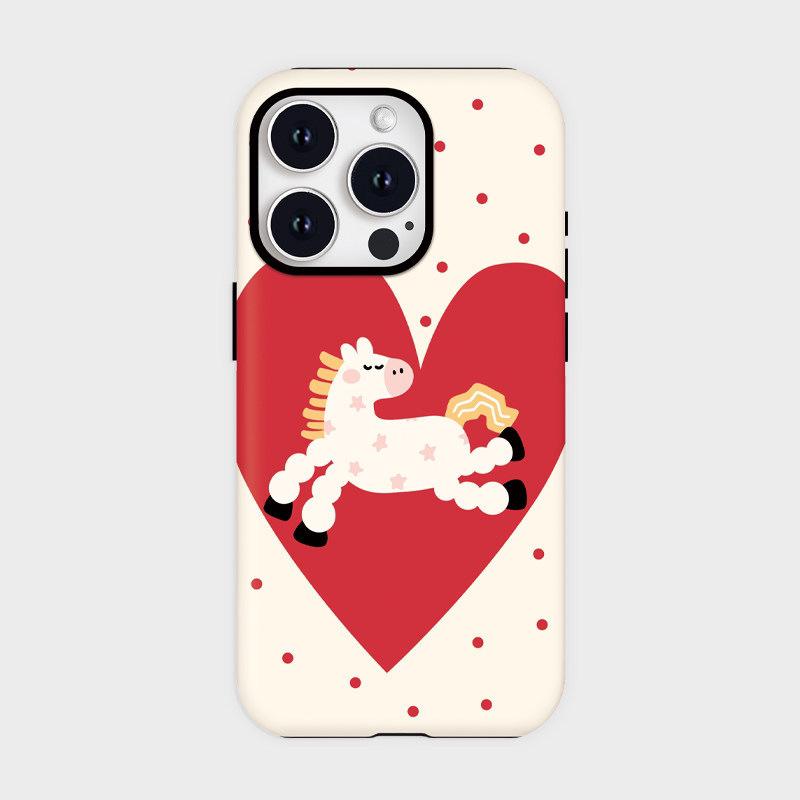 

White Horse Love Heart Cartoon Case for Apple iPhone 17 Pro Max, 16 Pro, 15, 14 - Full Lens Coverage iPhone 17