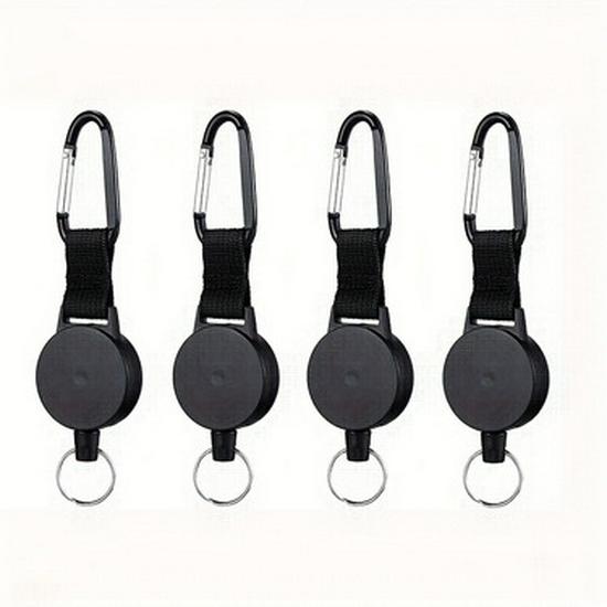 4cm Nylon Rope Retractable Keychain with Carabiner, Anti-Lost Device