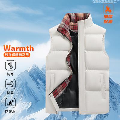 High Quality Two Open Autumn and Winter Cotton Vest Men's Handsome Trend Vest Thermal Vest Youth Sports Vest