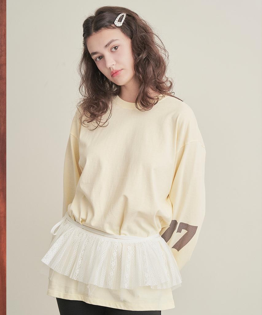 Iteoneolmomeonteu Number Point Loose Long Sleeve Tee _ Yellow