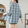 DIMANAF 2025 Women Spring Summer Coat Blouse Long Sleeve Buttons Plaid Fashion Loose New Jackets