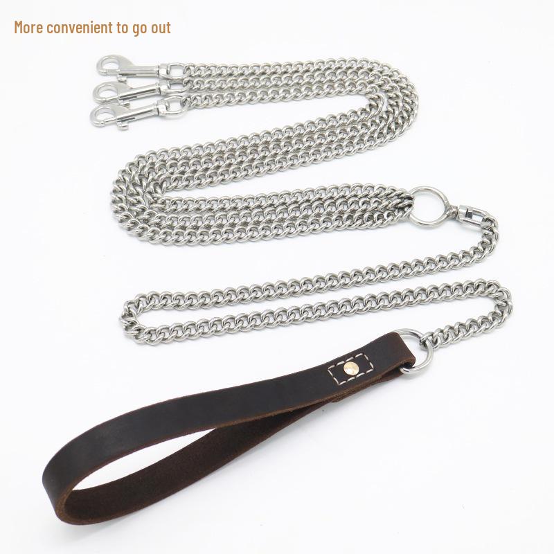 Dual Dog Leash Chain for Golden Retriever & Malinois - Double-Headed, Two-Dogs-in-One Lead