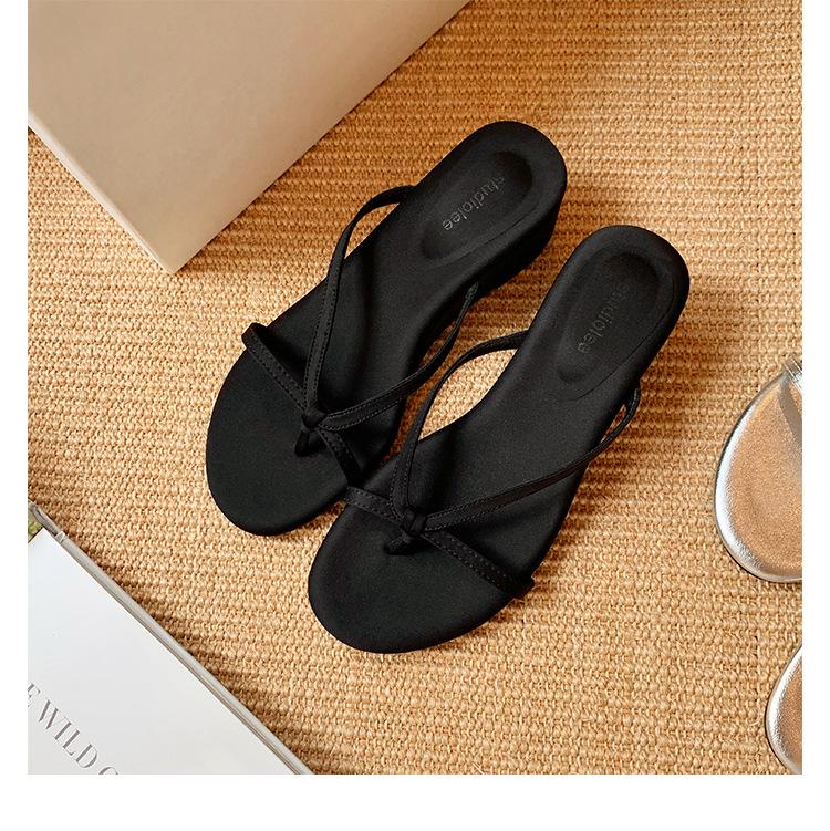 

Sheepskin grape mother and high 6cm slippers women s summer toe fairy wind outside wearing thin strap wedge herringbone cool slippers 35