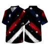 Men's V Neck Short Sleeve Medical Scrub Top with Chest Pocket Independence Day Print Casual Workwear for Healthcare Professionals