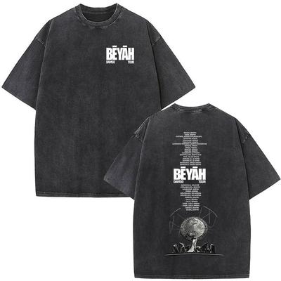 Vintage Spierane Koszulki Rapper Damso Beyah Tour 2026 Mężczyźni Kobiety Odzież Moda Hip Hop Krótki Rękaw Okrągły Dekolt Koszulki Streetwear