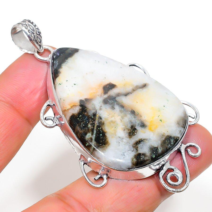 

Natural Zebra Jasper Gemstone Handmade 925 Sterling Silver Pendant 2.60 f7D05